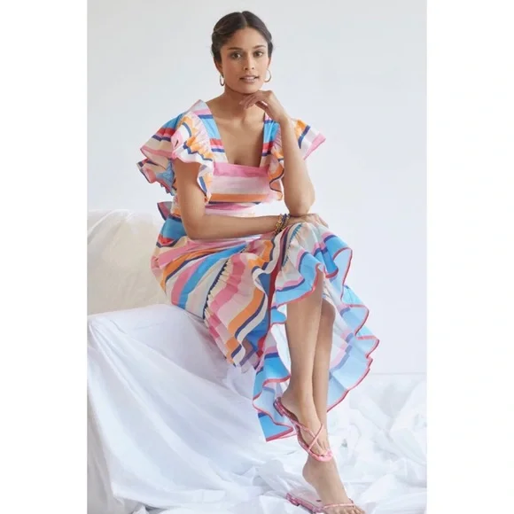 NEW ANTHROPOLOGIE TRACY REESE RUFFLED MAXI DRESS